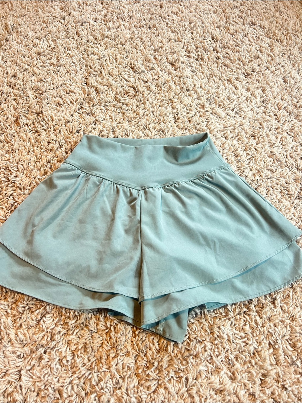 Yogalicious Layered Skort Shorts in Sage Green
